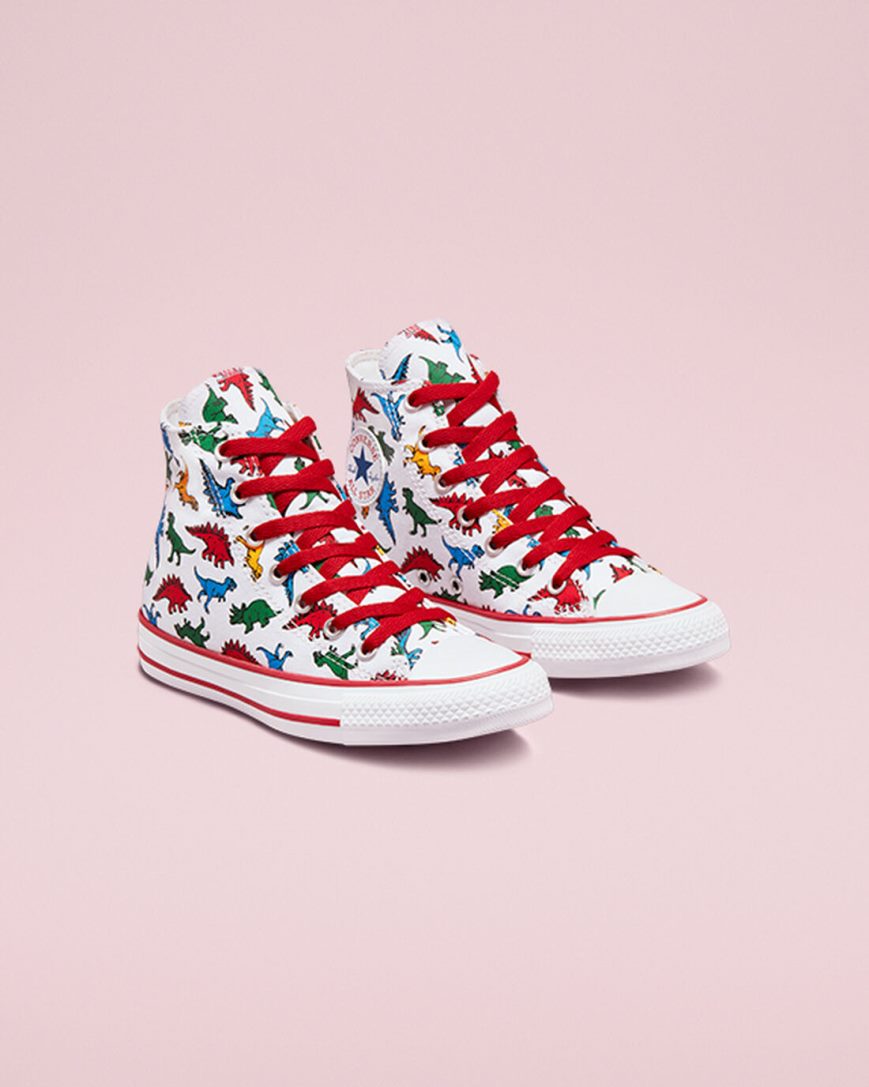 Tenisky Vysoke Converse Chuck Taylor All Star Dinosaurs Chlapcenske Biele Červené Modre | SK JDGIF5